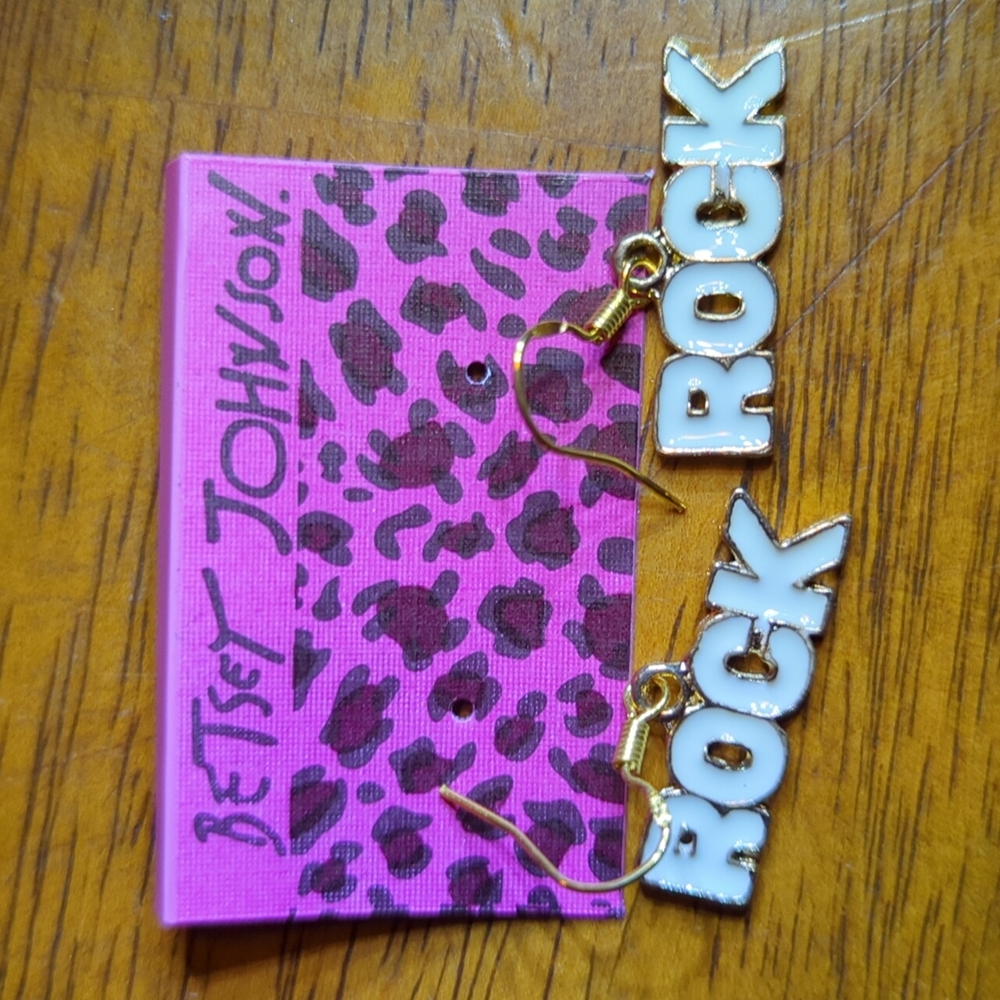 Betsey Johnson ROCK Earrings Brand New on Card